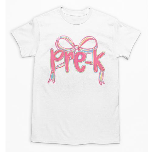 Preppy Pre k Back To School Pre-k Teachers Girls Cute Bow Unisex T-Shirt - teacherstshirts.com UK