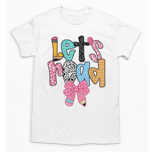 Lets Read Reading Teacher Back To School Literacy Pencil Bow Unisex T-Shirt - teacherstshirts.com AU