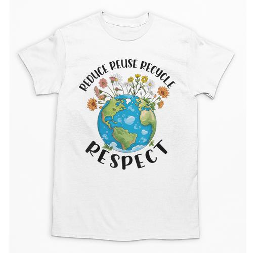 Reduce Reuse Recycle Respect Earth Day Teacher Girl Women Unisex T-Shirt - teacherstshirts.com DE