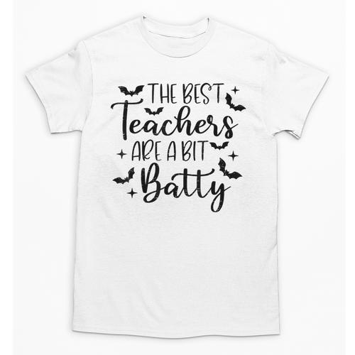 Retro The Best Teachers Are A Bit Batty Halloween Teacher Unisex T-Shirt - teacherstshirts.com DE