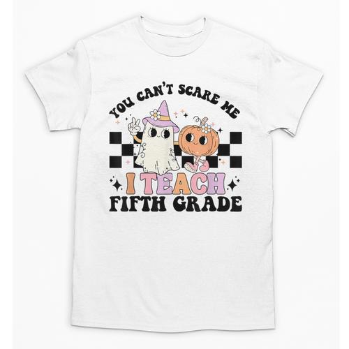 Retro You Can't Scare Me I Teach 5th Grade Teacher Halloween Unisex T-Shirt - teacherstshirts.com AU