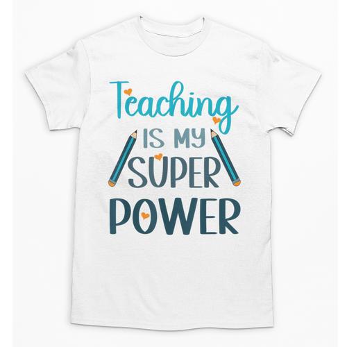 Retro Groovy Teaching Is My Super Power Teacher's Present Men Women Unisex T-Shirt - teacherstshirts.com AU
