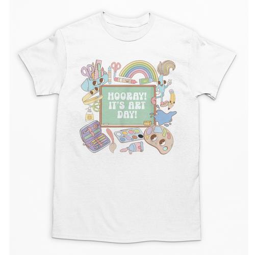 Retro Hooray It's Art Day Art Teacher Back To School Women Unisex T-Shirt - teacherstshirts.com AU