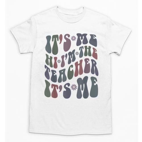 Retro IT'S ME Hi I'm The TEACHER Groovy Testing Squad Pink Unisex T-Shirt - teacherstshirts.com DE