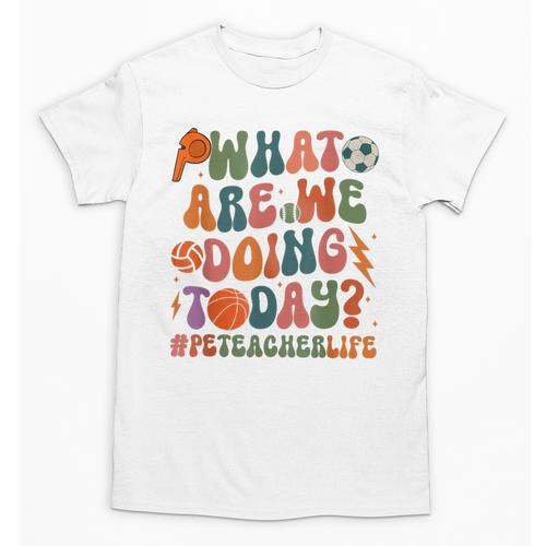 Retro PE Teacher What Are We Doing Today School Coach Women Unisex T-Shirt - teacherstshirts.com CA