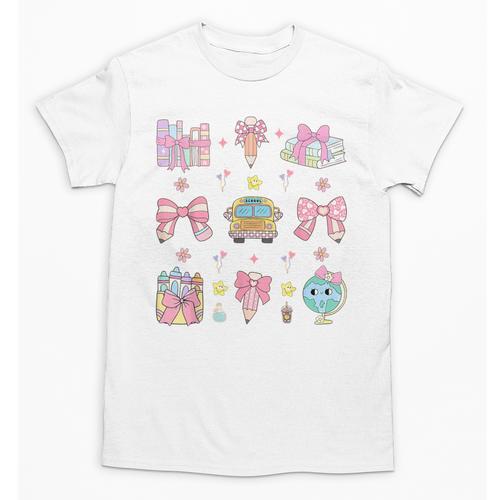 School Pencils And Bows Teacher Bow Coquette Pencil Girls Unisex T-Shirt - teacherstshirts.com DE