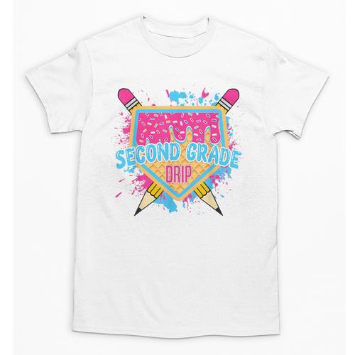 Second Grade Drip Ice Cream Home Plate Baseball Teachers Kid Unisex T-Shirt - teacherstshirts.com AU