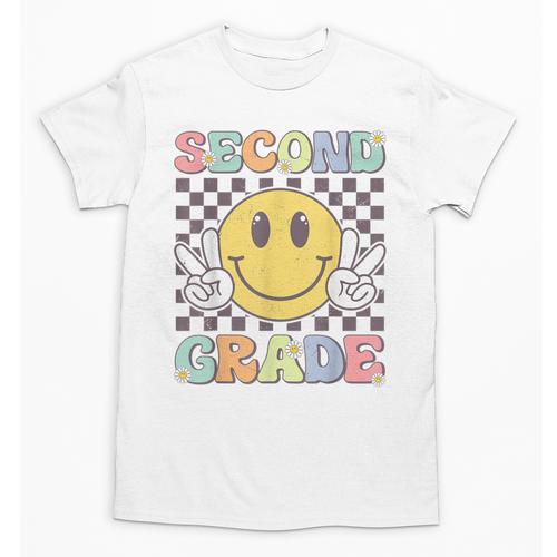 Second Grade Teachers Boys Girls Smile Face 2nd Grade Team Unisex T-Shirt - teacherstshirts.com CA