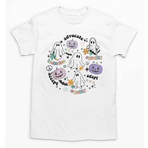 Special Education Teacher Halloween Pumpkin Ghost Inclusion Unisex T-Shirt - teacherstshirts.com AU
