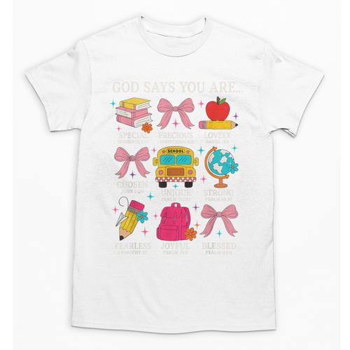Teacher Christian God Says I Am Faith Religious Bible Verse Unisex T-Shirt - teacherstshirts.com AU