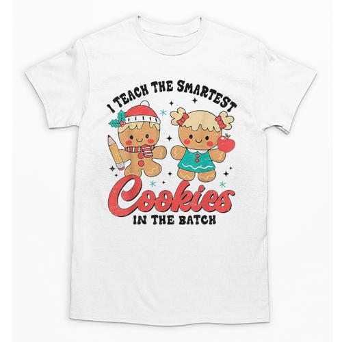 Teacher Of Smart Cookies Cute Gingerbread Teacher Christmas Unisex T-Shirt - teacherstshirts.com UK
