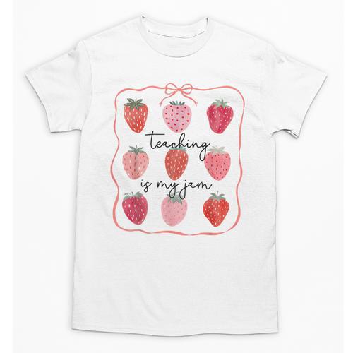 Teaching Is My Jam Teacher Team Crew Cute Strawberry Girls Unisex T-Shirt - teacherstshirts.com UK