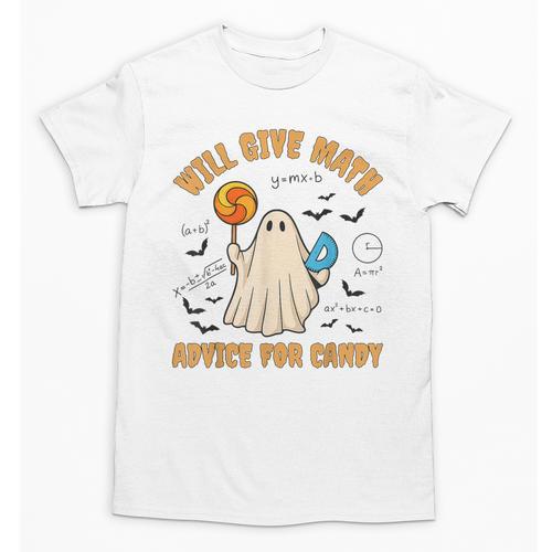 Will Give Math Advice For Candy Math Ghost Teacher Halloween Unisex T-Shirt - teacherstshirts.com
