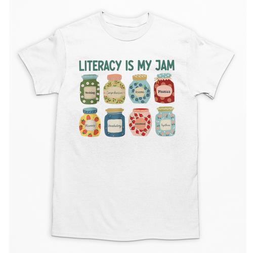 Women Literacy Is My Jam Literacy Teacher Reading Teacher Unisex T-Shirt - teacherstshirts.com AU