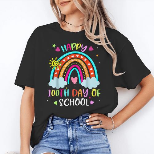 100th Day Of School Rainbow Happy 100 Days Smarter Teacher Women's T-Shirt - teacherstshirts.com UK