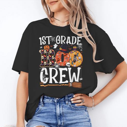 1st Grade Boo Crew Cute Ghost Halloween Teacher Kids Women's T-Shirt - teacherstshirts.com UK