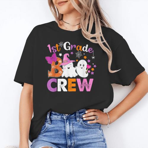 1st Grade Boo Crew First Grade Halloween Costume Teacher Kid Women's T-Shirt - teacherstshirts.com UK