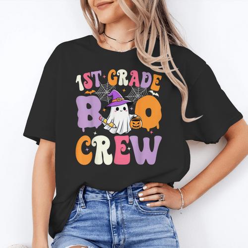 1st Grade Boo Crew Spooky First Grade Halloween Teacher Women's T-Shirt - teacherstshirts.com CA