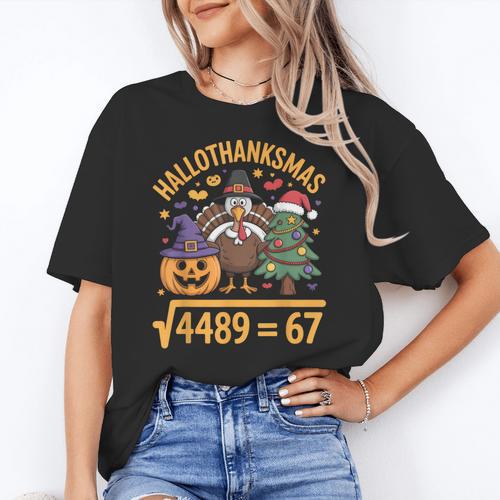 67 Meme Math Teacher Root 4489 Hallothanksmas Six Seven Women's T-Shirt - teacherstshirts.com