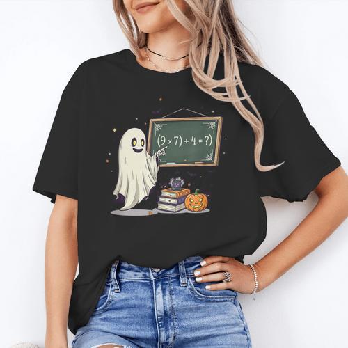 67 Teacher Halloween Ghost Six Seven Meme Math Joke Women's T-Shirt - teacherstshirts.com AU