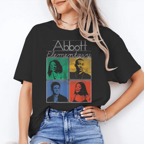 Abbott Elementary Colorful Pop Art Teachers TV Show Women's T-Shirt - teacherstshirts.com DE