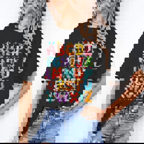 Alphabet A-Z ABC Kids Back To School Pre K Teachers Women&#x27;s T-Shirt - teacherstshirts.com