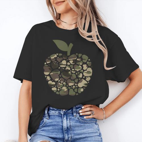 Apple Hearts Teacher Camouflage Clothing School Camo Apple For Men Women Girls Kids Women's T-Shirt - teacherstshirts.com AU