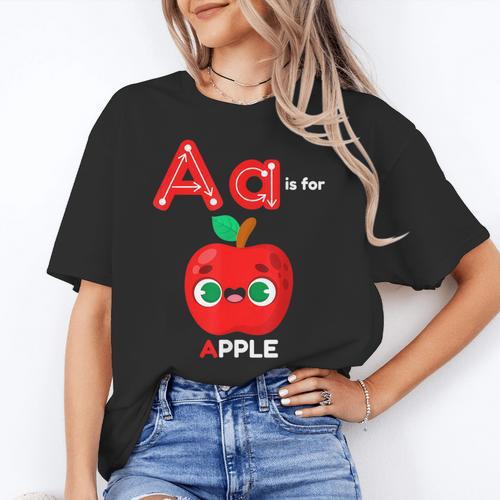 A Is For Apple Pre-K Kindergarten Teacher Student Women's T-Shirt - teacherstshirts.com CA