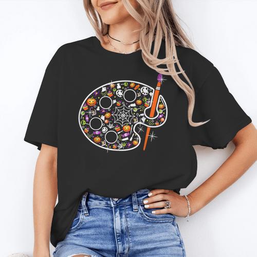 Art Teacher Pumpkin Scary Halloween Costume Men Women Women's T-Shirt - teacherstshirts.com