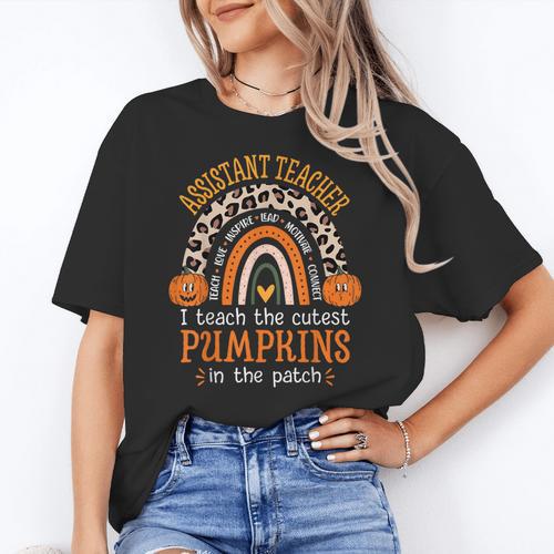 Assistant Teacher Rainbow Leopard Halloween Teacher Women's T-Shirt - teacherstshirts.com AU