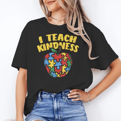 Autism Teacher Shirt I Teach Kindness Apple Puzzle Awareness Women's T-Shirt - teacherstshirts.com DE