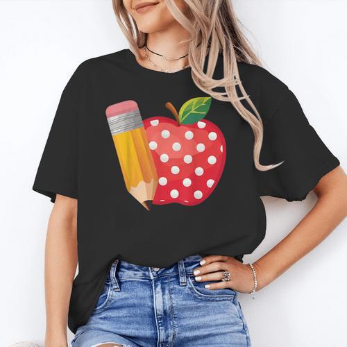 Back To School Pencil And Apple Teacher Student Women's T-Shirt - teacherstshirts.com AU