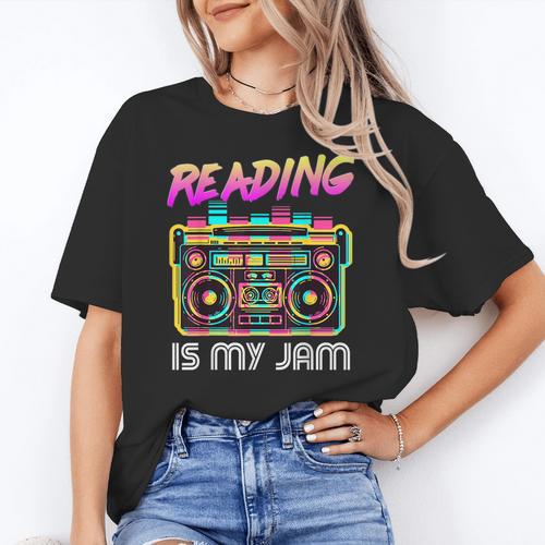 Back To School Retro Reading Is My Jam 80s Teacher Boombox Women's T-Shirt - teacherstshirts.com UK