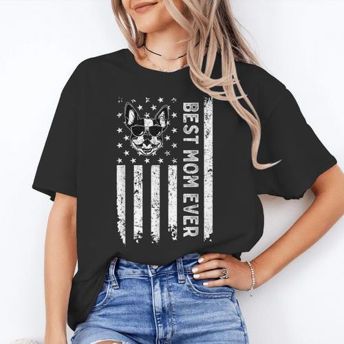 Best Boston Terrier Dog Mom Ever USA Flag For Men Women Kids Women's T-Shirt - Bostonterriersmerch.com