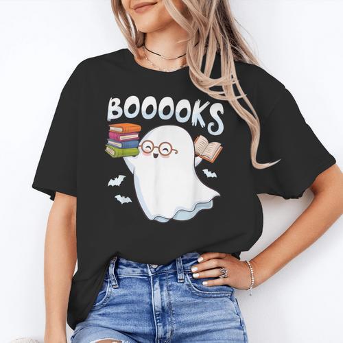 Books Halloween Librarian Teacher Reader Reading Book Lover Women's T-Shirt - teacherstshirts.com DE