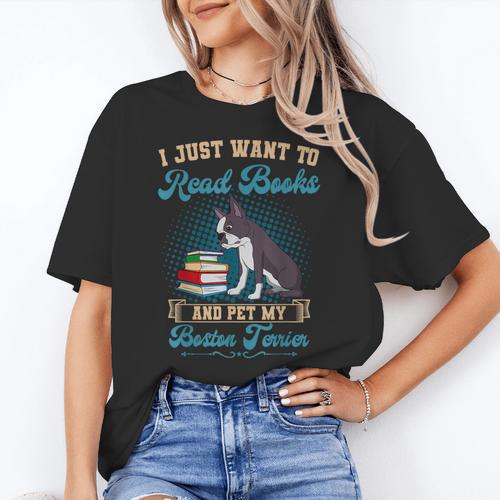 Boston Terrier American Gentleman Bibliophile Book Lover Women's T-Shirt - Bostonterriersmerch.com