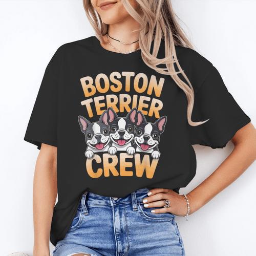 Boston Terrier Crew Cartoon For Dog Owner Pet Boston Terrier Women's T-Shirt - Bostonterriersmerch.com