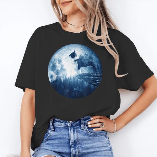 Boston Terrier Dog Moon Dog Mom Dad Women Men Dog Lovers Women's T-Shirt - Bostonterriersmerch.com