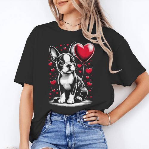 Boston Terrier Dog Valentine's Day Dog Owner Women's T-Shirt - Bostonterriersmerch.com