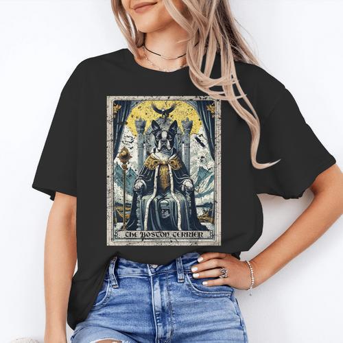 Boston Terrier Tarot Card Dog Women's T-Shirt - Bostonterriersmerch.com