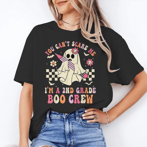 You Can't Scare Me Im A 2nd-Grade Boo Crew Teacher Halloween Women's T-Shirt - teacherstshirts.com