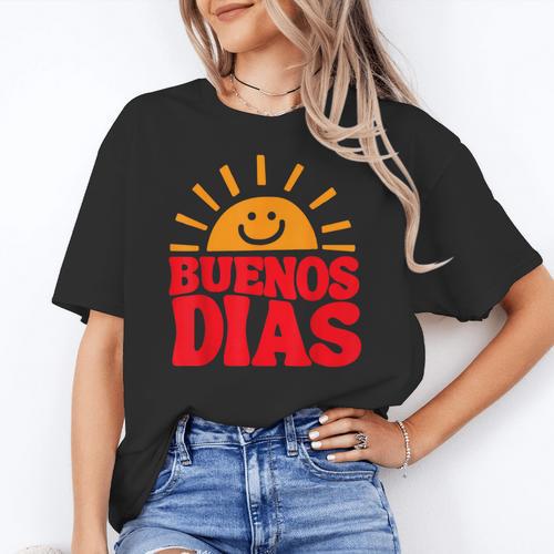 Cute Bilingual Spanish Teacher Buenos Dias Sunshine Women's T-Shirt - teacherstshirts.com