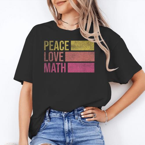 Cute Math Teacher Peace Love Math Women's T-Shirt - teacherstshirts.com