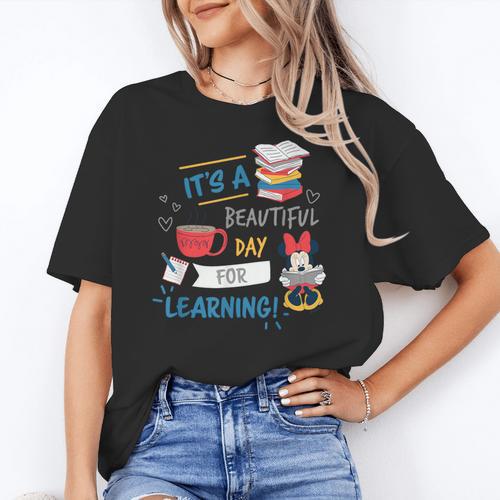 Disney Minnie Mouse Beautiful Day For Learning Teacher's Day Women's T-Shirt - teacherstshirts.com DE
