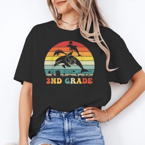 Dolphin Second Grade Back To School Teacher Student Women's T-Shirt - teacherstshirts.com AU