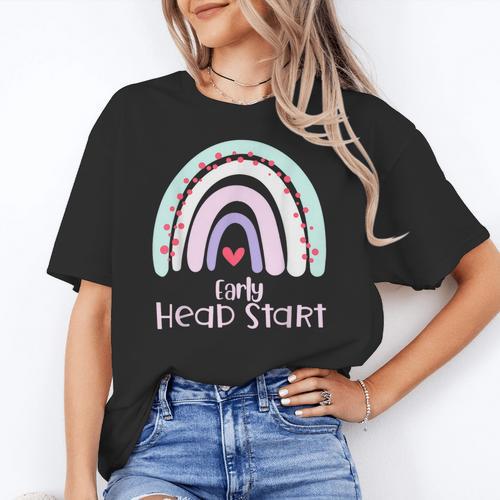 Early Headstart Cute Retro Rainbow Teachers Women's T-Shirt - teacherstshirts.com DE