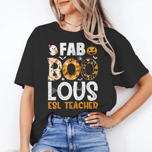 Faboolous ESL ESOL Teacher Spooky Teacher Halloween Costume For Men Women Women's T-Shirt - teacherstshirts.com