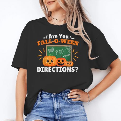Are You Fall O Ween Directions Halloween Teacher Retro Women's T-Shirt - teacherstshirts.com
