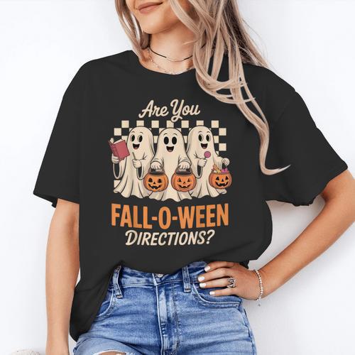 Are You Fall O Ween Directions Teacher Halloween Boo Ghost Women's T-Shirt - teacherstshirts.com