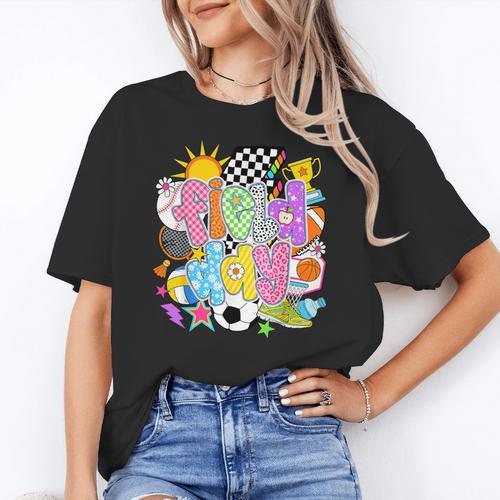 Field Day Fun Day Let The Games Begin Field Trip Teacher Kid Women's T-Shirt - teacherstshirts.com AU